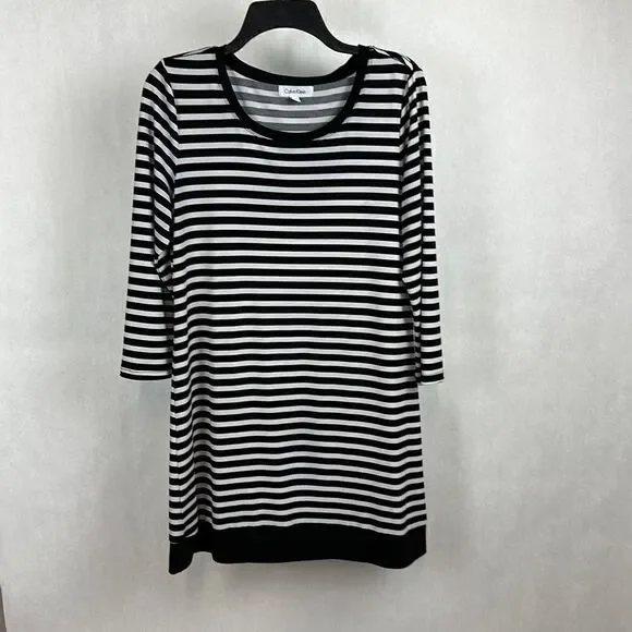 Calvin Klein Dress Size Medium Black White Stripe - Picture 1 of 5